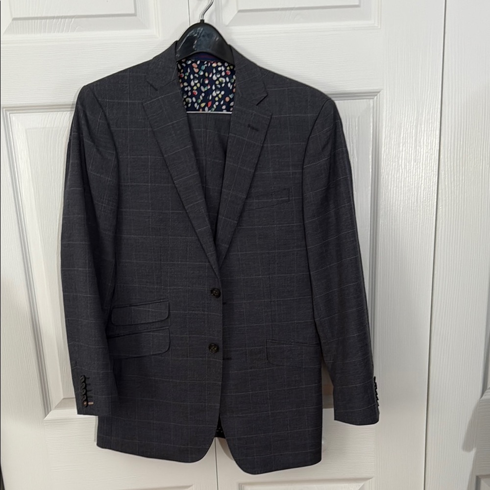 English Laundry slim Blue/Grey Window Pane Business Suit